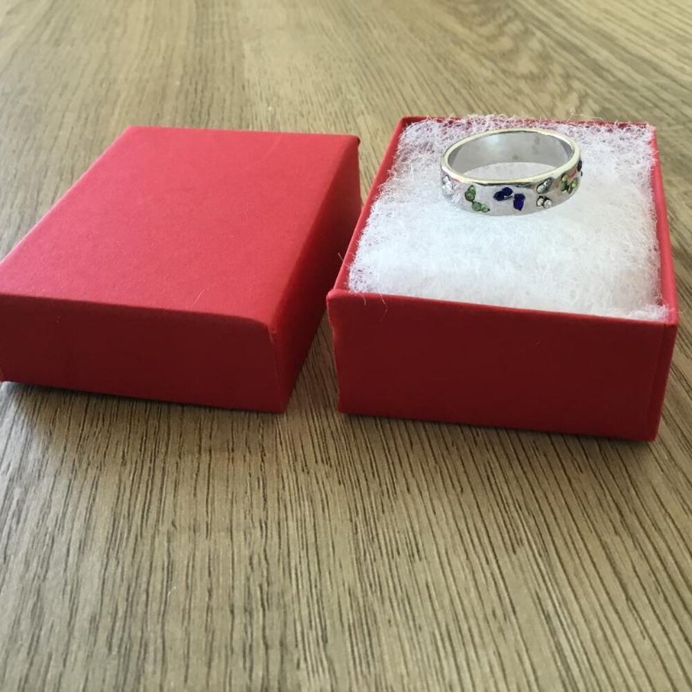 Butterfly Silver Band Ring Multi Colored Cubic Zirconia Stones Size 6 LAST ONE - Picture 2 of 3